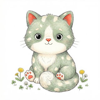 Cute Cartoon Kitten Illustration