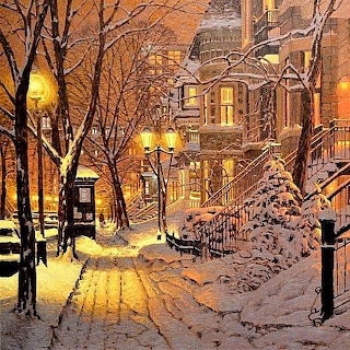 Winter Evening City Street