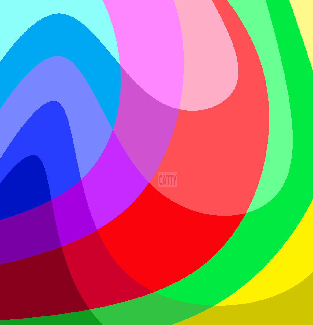 Colorful abstract swirl with rainbow curved bands radiating in spiral pattern