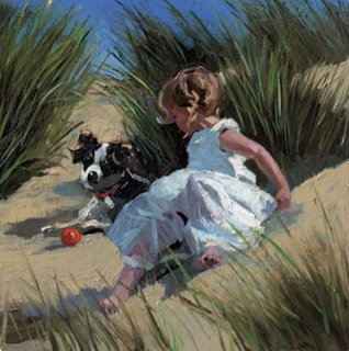 Girl and Dog Painting