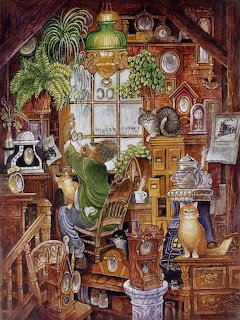 Whimsical Clock Workshop Interior