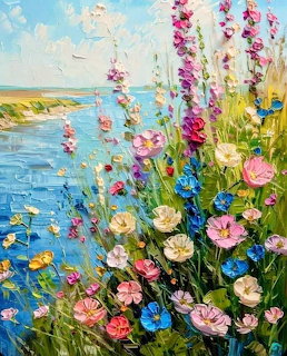 Coastal Wildflowers Painting