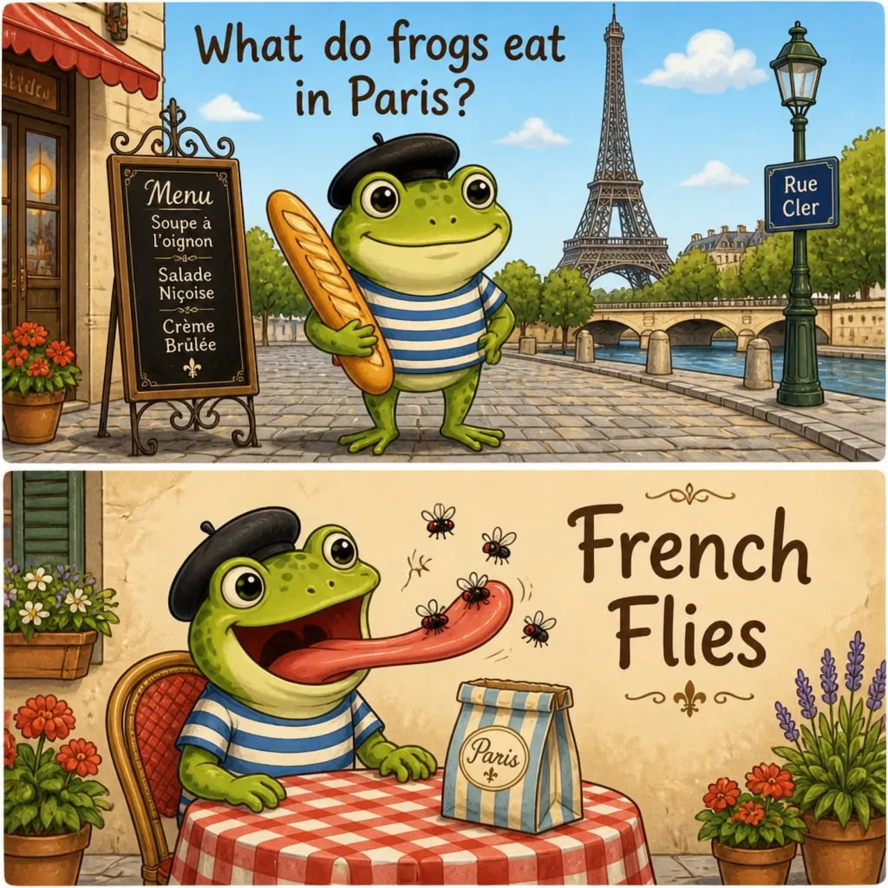 French Frog Cartoon