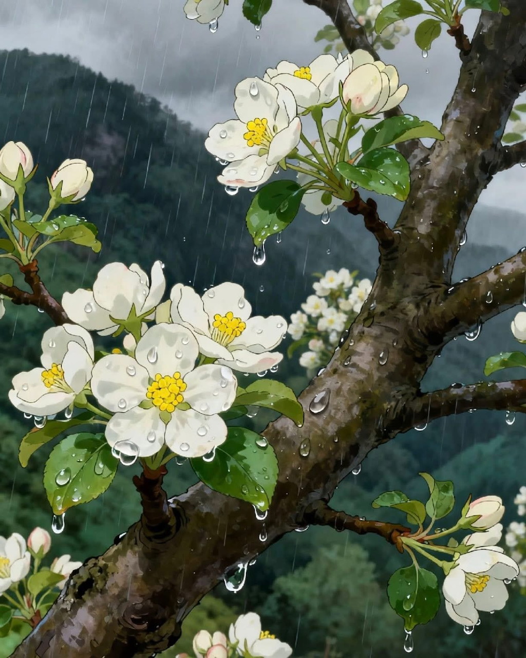 White Blossoms on Branch