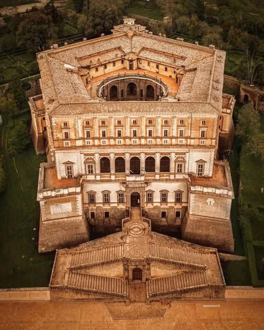 Villa Farnese Renaissance palace with symmetrical facade and gardens