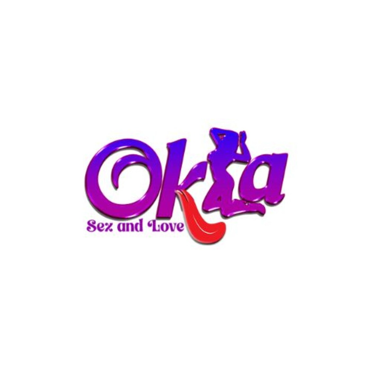 Stylized Okla logo with a female silhouette and the words Sex and Love on white