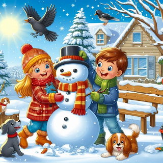 Children Building Snowman