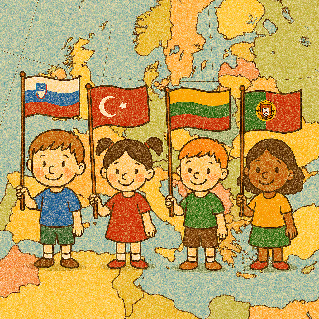 Children with Europe Flags