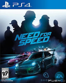 Need for Speed PlayStation 4 game cover art with a green sports car and dark urban background