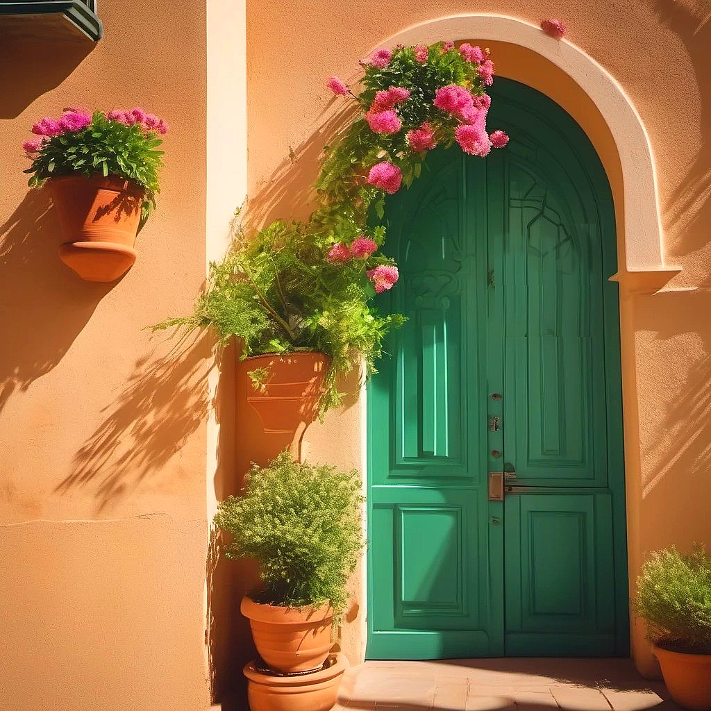 Green Arched Door