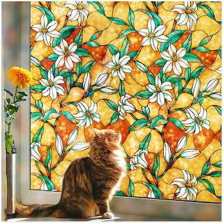 Cat by Floral Window