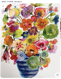 Watercolor Flowers in Vase