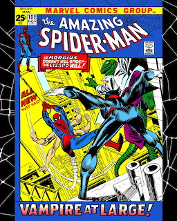 Vintage Amazing Spider-Man comic cover with Spider-Man fighting Morbius