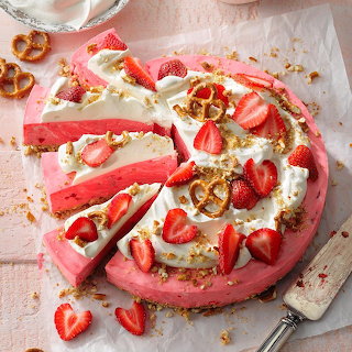 Berry Cool Cream and Pretzel Pie