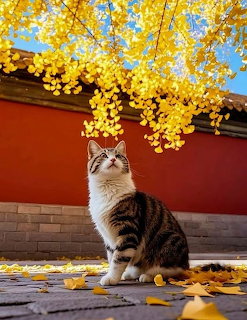 Cat Under Ginkgo