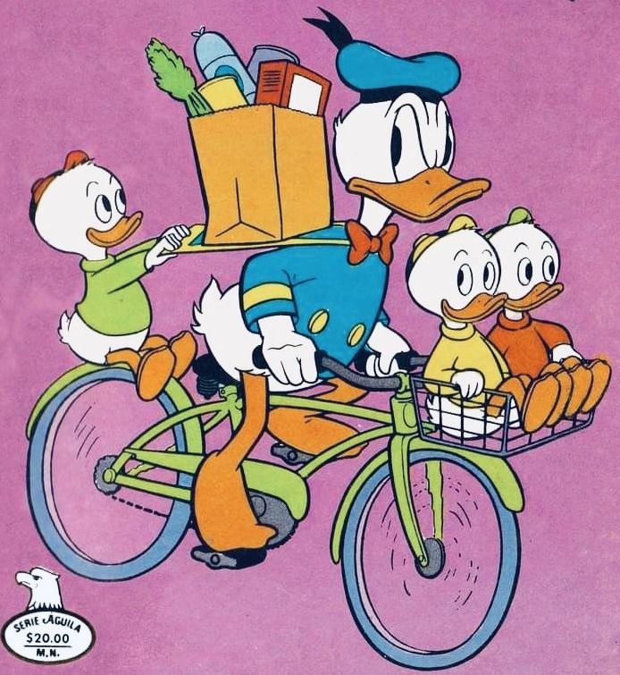 Donald Duck with Nephews on Bike