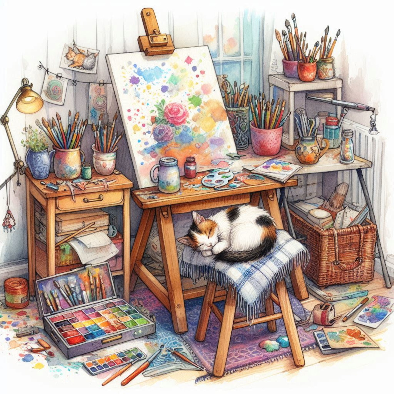 Cat in Artist Studio