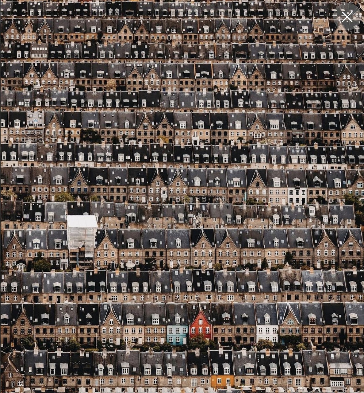 Dense City Rooftops Aerial