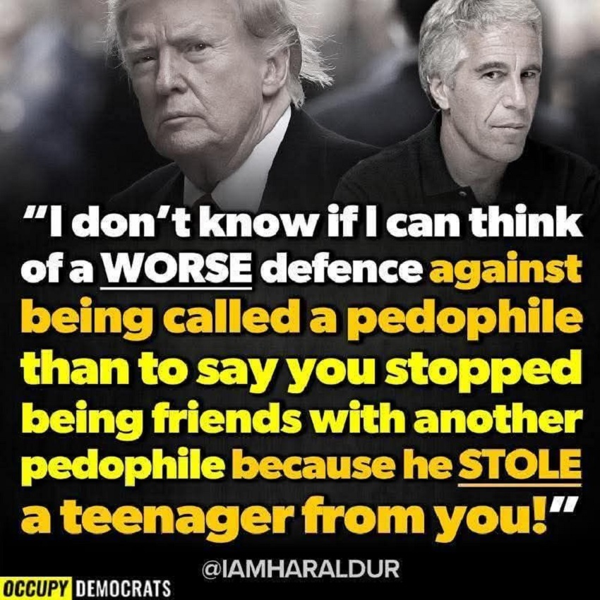 Political meme with two men and text about controversial defenses