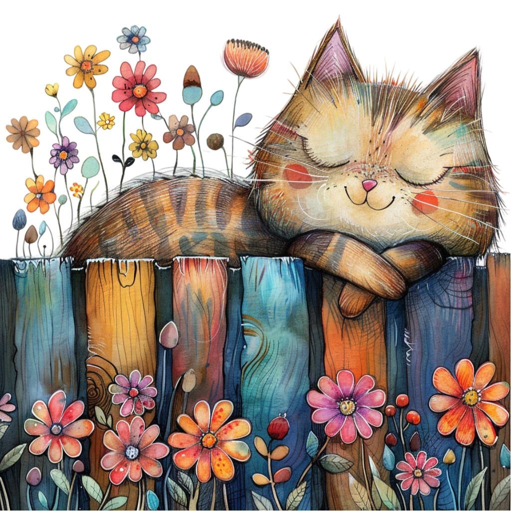 Striped Cat on Fence