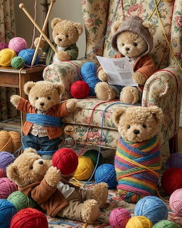 Teddy Bears with Colorful Yarn