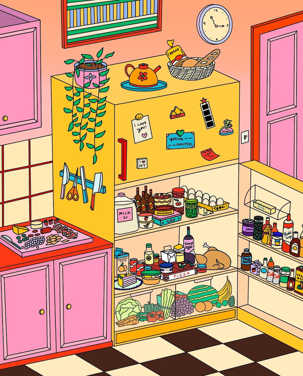 Colorful Cartoon Kitchen Interior