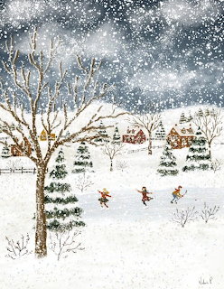 Snowy Village Winter Scene