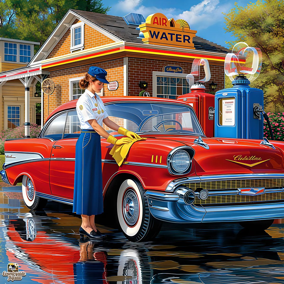 Vintage Gas Station Scene