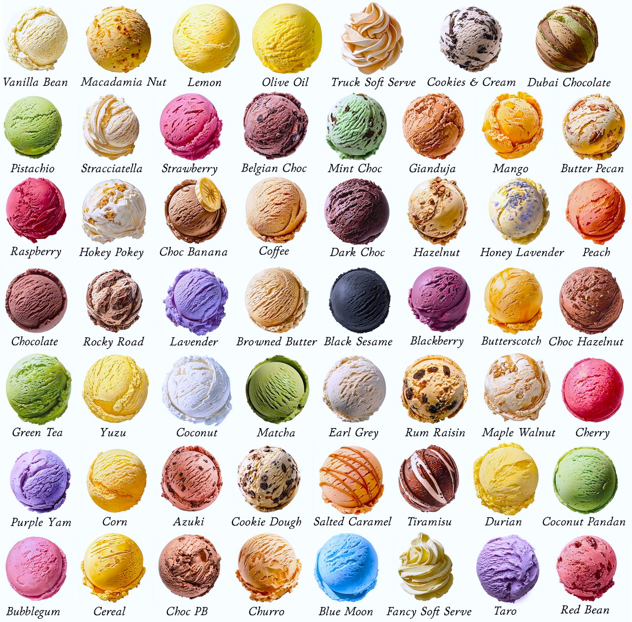 Ice Cream Flavors Chart