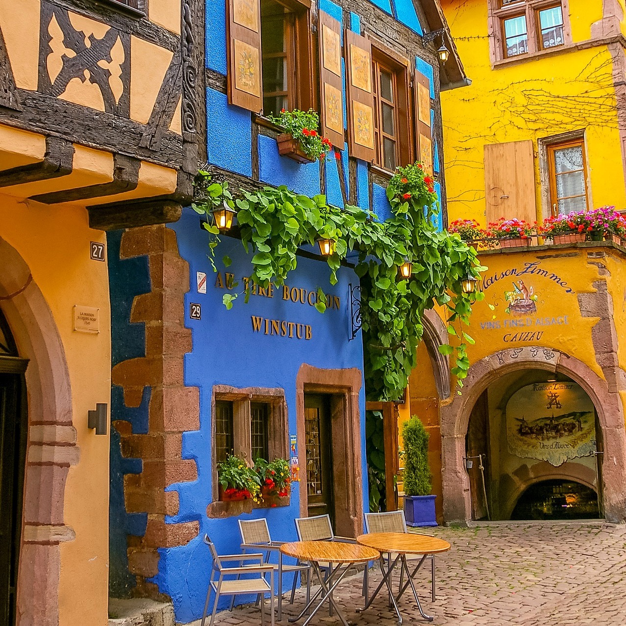 Colorful Alsace Village Street