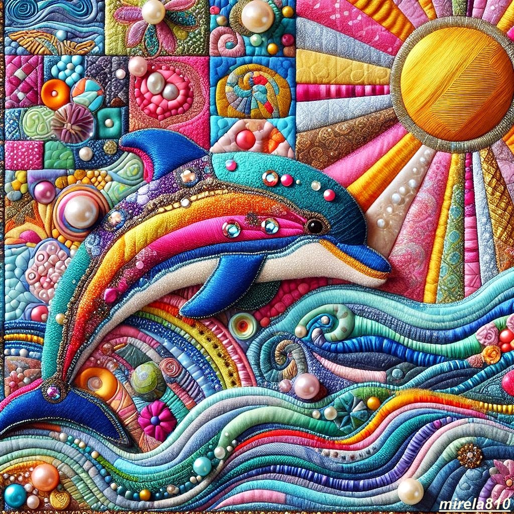 Colorful Textile Art Collage