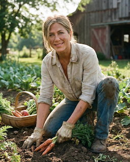 Woman Harvesting Carrots Garden