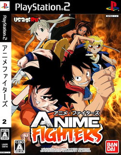 Anime Fighters PS2 game cover with multiple anime characters in action poses