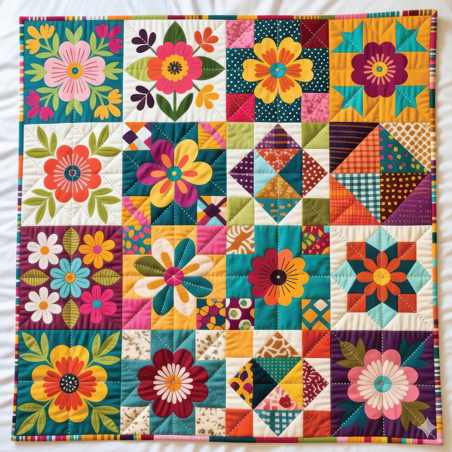 Floral Patchwork Quilt