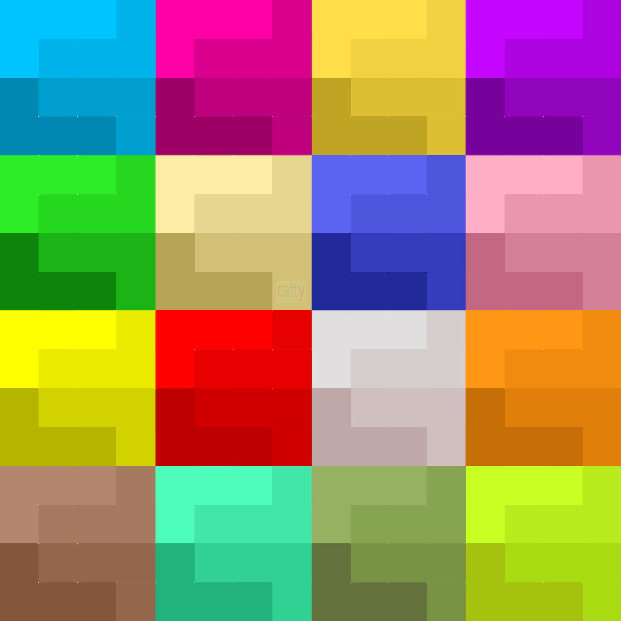 Grid of 16 bright colored squares in a 4x4 pattern