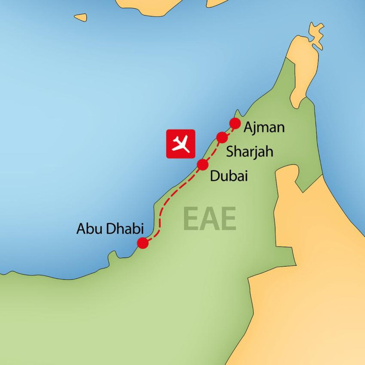 UAE Map with Dubai