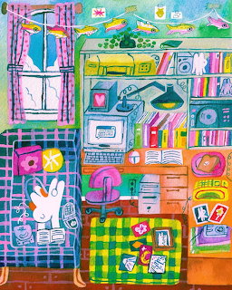 Colorful Bedroom Workspace Interior