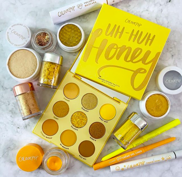 Yellow Makeup Collection Flatlay