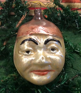 Vintage Glass Face Christmas Ornament