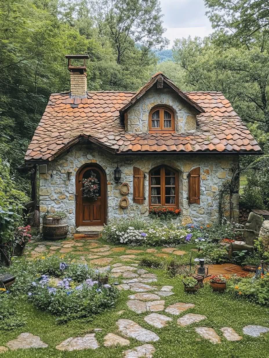 Stone Cottage in Garden