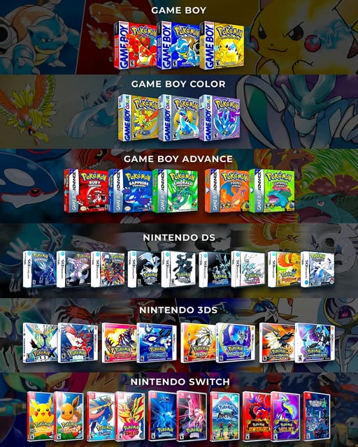 Assortment of Pokemon video game titles with colorful cover art