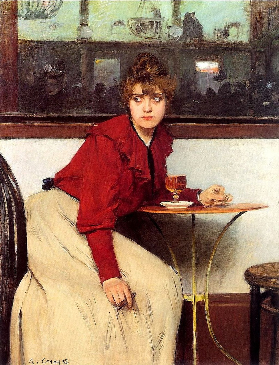 Painted portrait of a woman titled La Madeleine by Ramón Casas, 1892.