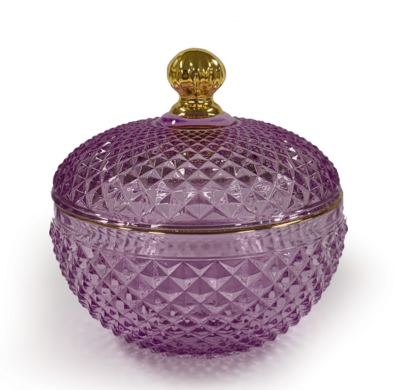 Antique Purple Glass Lidded Bowl
