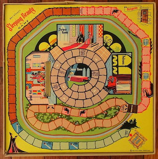 Vintage Sleeping Beauty board game with a spiral path and colorful illustrated spaces