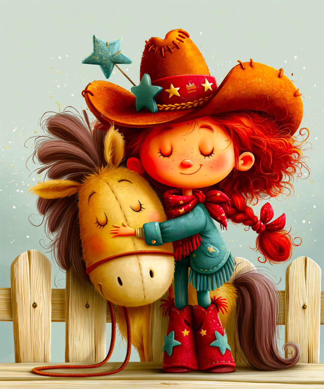 Cowgirl Hugging Horse