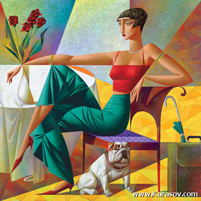 Kurasov Woman with Bulldog