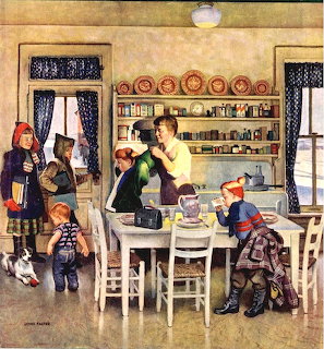 1950s Family Morning Kitchen Scene