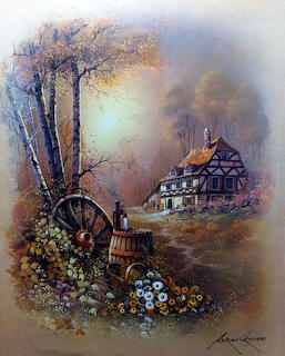 Cottage with Waterwheel Garden