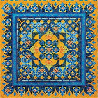 Blue and Yellow Ornamental Quilt