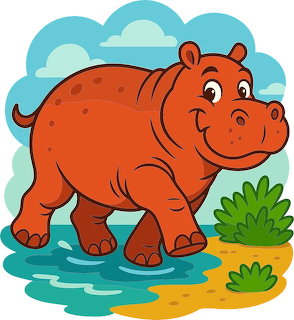 Cartoon Hipo in Water